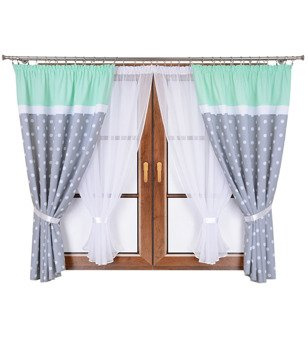 Zestaw dziecięcy zasłony w groszki firany z woalu Mika II wzór 7 kropki