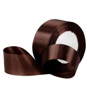 Wstążka atłasowa taśma szeroka lamówka do firan i zasłon ciemno brązowa