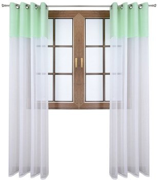 Firana duo z woalu i tkanina matowa miętowa Inez II