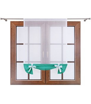 Uroczy panel z woalu dół matowy i kokardki Demi II turkusowy