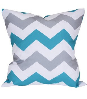 Ozdobna poszewka Rubi wzory w szaro turkusowe zygzaki wzór B3