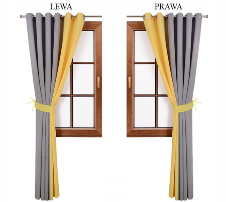 Zasłona szara z podwiązką duo żółte Areta wzór 1