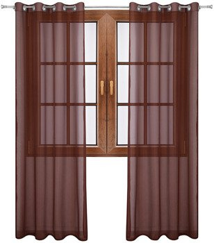 Klasyczna firana zasłona z woalu brązowa
