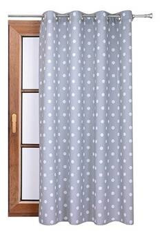 Zasłona w wzory Rubi szare groszki wzór E1 kropki
