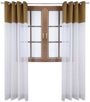 Firana duo z woalu i tkanina matowa brązowa Inez II