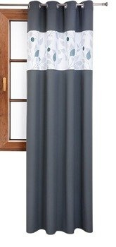 Zasłona matowa duo liście Cindy wzór C1 ciemno szara