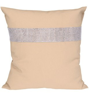 Poszewka dekoracyjna ozdobiona cyrkoniami beżowa