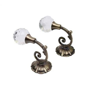 Elegancka rozeta dekoracyjna z kryształem uchwyt hak do upinania zasłon i firan wzór 3