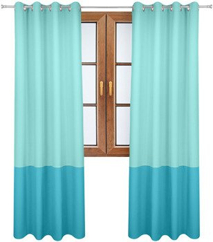 Zasłona duo jasno turkusowa z pasem na dole turkusowym Soma