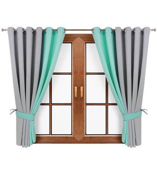 Komplet zasłon szarych duo jasno turkusowe Areta III wzór 3