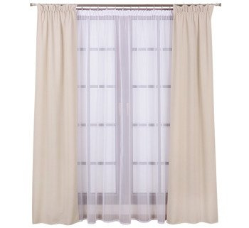 Komplet 2 wąskie zasłony matowe i firana z woalu Mona IV