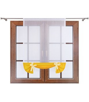 Uroczy panel z woalu dół matowy i kokardki Demi II słoneczny żółty