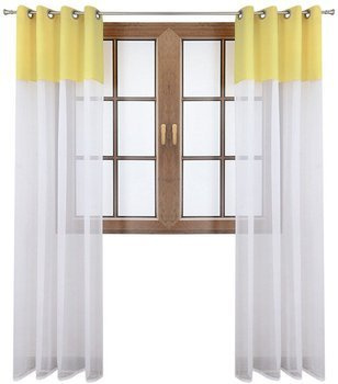 Firana duo z woalu i tkanina matowa jasno żółta Inez II