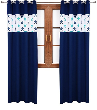 Zasłona matowa duo gwiazdki Cindy wzór U1 granatowa