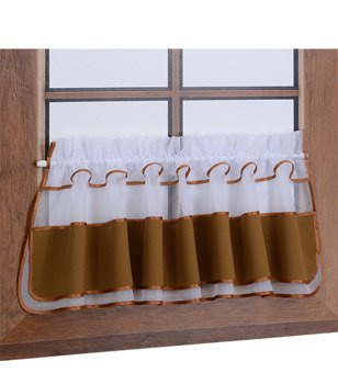 Zazdrostka z woalu i tkaniny matowej brązowa Bari z falbanką