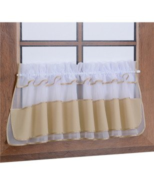 Zazdrostka z woalu i tkaniny matowej beżowa Bari z falbanką