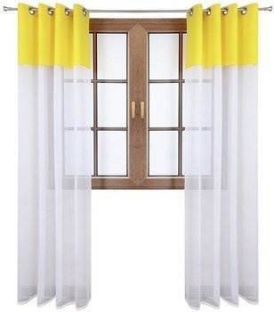 Firana duo z woalu i tkanina matowa jaskrawo żółta Inez II