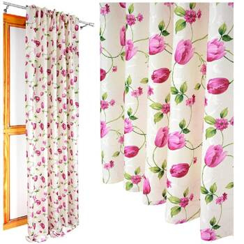 Urocza zasłona w śliczne kwiaty różowe tulipany Wenecja I