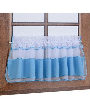 Zazdrostka z woalu i tkaniny matowej błękitna Bari z falbanką