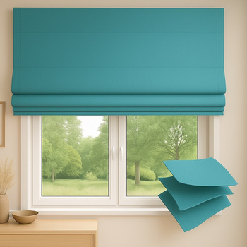 Roleta rzymska zaciemniająca do 100 % blackout na wymiar turkusowa