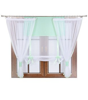 Komplet 2 firany panel z kokardkami Vigo II miętowy