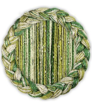 Makaron przeplatany srebrną nitką ciemny zielony oliwka ecru