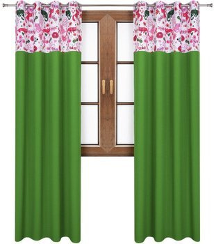 Zasłona zielona matowa  duo kotki Rubi 2 wzór V1