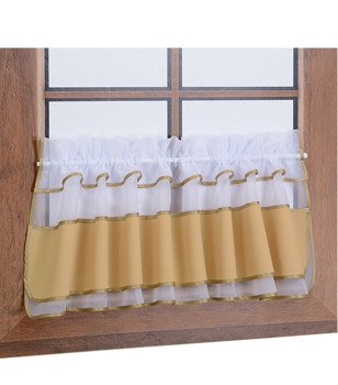 Zazdrostka z woalu i tkaniny matowej piaskowa Bari z falbanką