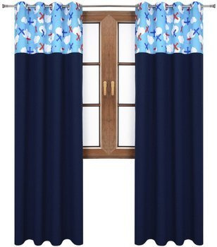 Zasłona granatowa matowa  duo samoloty Rubi 2 wzór S1