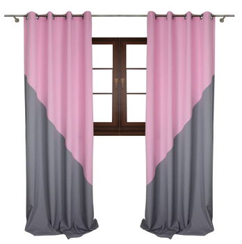 Stylowa zasłona dwukolorowa skos szara jasno różowa Norena