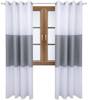 Zasłona gładka matowa trio Sally biała z jasnym szarym