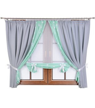 Uroczy komplet dziecięcy zasłony i panel z kokardkami Mika wzór 2