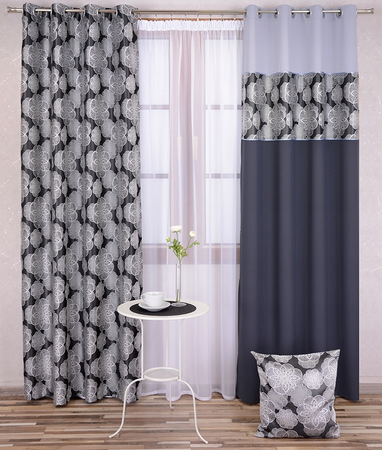 Zasłona venge trio z wyszywanym wzorem Eryka IV wzór 3