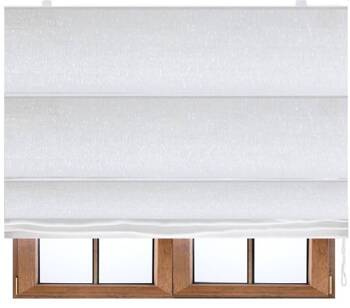 Roleta rzymska biała o strukturze lnu z dodatkiem błyszczącej nici Ivett