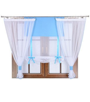 Komplet 2 firany panel z kokardkami Vigo II błękitny