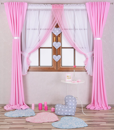 Urocza firana dwukolorowa z woalu Yumi biało-błękitny