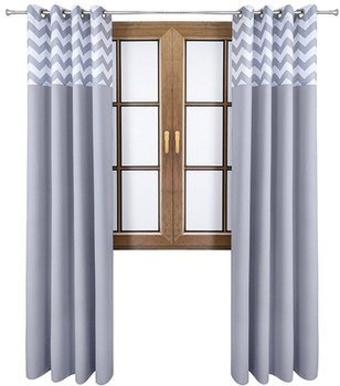 Zasłona jasno szara matowa  duo zygzaki Rubi 2 wzór B1