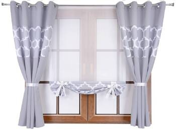 Komplet zasłony duo maroko szare A1 panel z woalu Cindy 5
