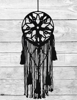 Makrama dekoracja boho ozdoba wisząca sznurkowa na ścianę  czarna