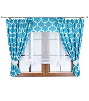 Komplet 2 zasłony turkusowe maroko A4 panel z kokardkami Rubi IV