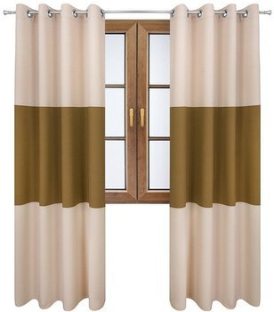 Zasłona gładka matowa trio Sally beżowa z brązem