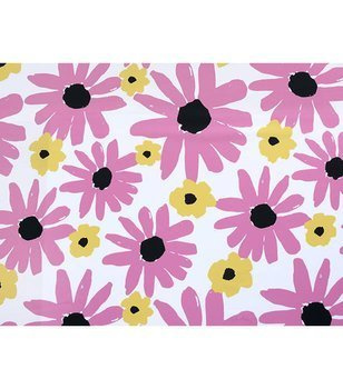 Materiał na metry z nadrukiem różowe kwiaty wzór J3 na zasłony