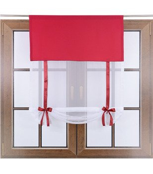 Uroczy panel ekran z woalu Vigo z kokardkami czerwony