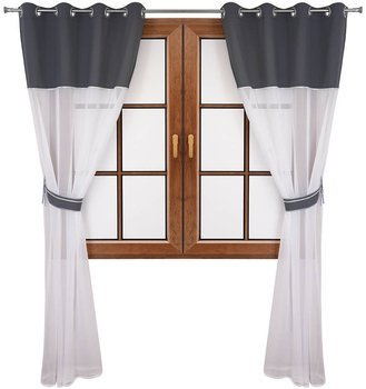 Firana duo z woalu Norna II ozdobiona taśmą z cyrkoniami