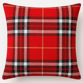 Poszewka w kratę czerwono bordowa na poduszkę klasyczna dekoracja 