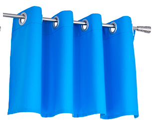 Ozdobny lambrekin z tkaniny matowej niebieski