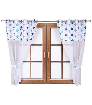 Zestaw firan duo z woalu i tkaniny w gwiazdki Hania wzór U1