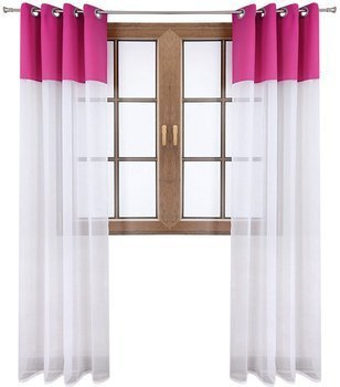 Firana duo z woalu i tkanina matowa ciemno różowa Inez II