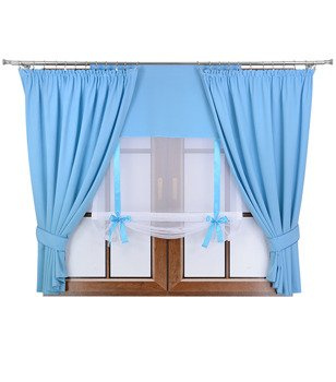 Komplet dwie zasłony panel z kokardkami Vigo III błękitny