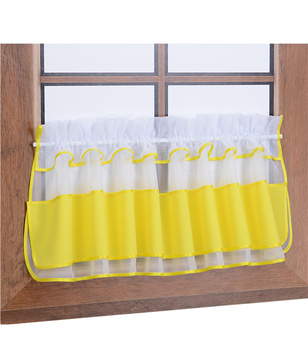 Zazdrostka z woalu i tkaniny matowej jaskrawo zółta Bari z falbanką Sale S38